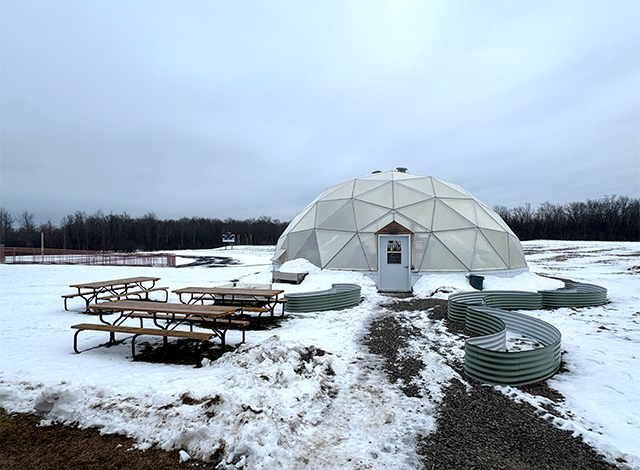 Geodesic dome in the SFDCI school yard.