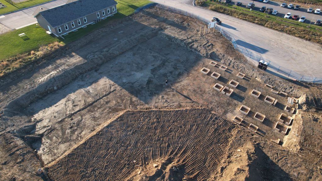 Aerial view of the construction site