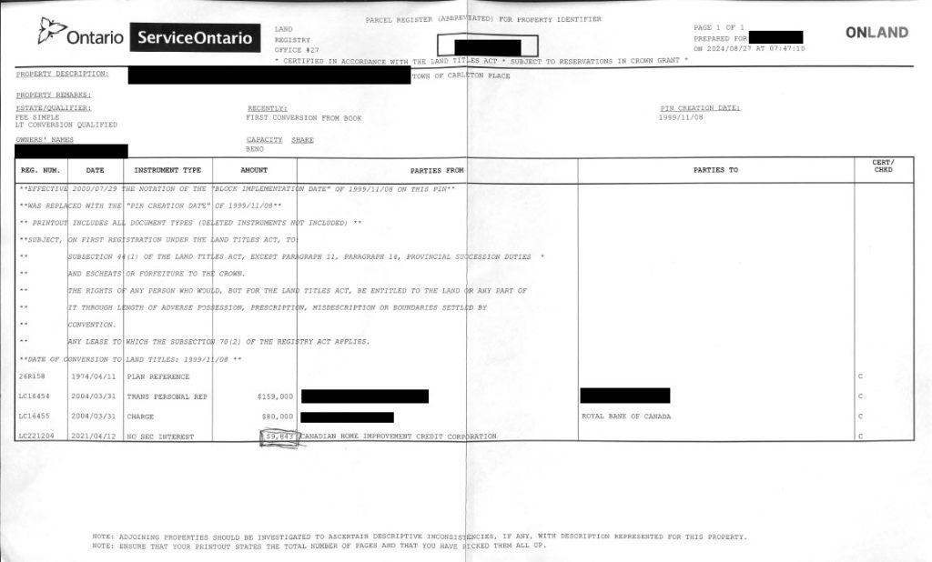 Fake Service Ontario receipt