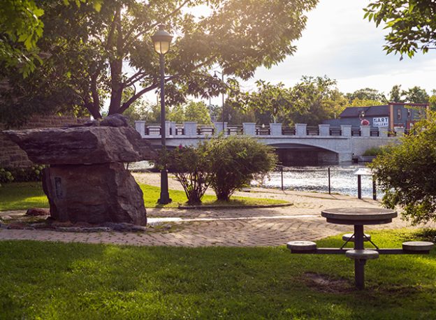 Small park behind town hall in downtown of Carleton Place.